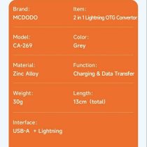 مبدل لایتنینگ به USB OTG/لایتنینگ مک دودو مدل CA-2690